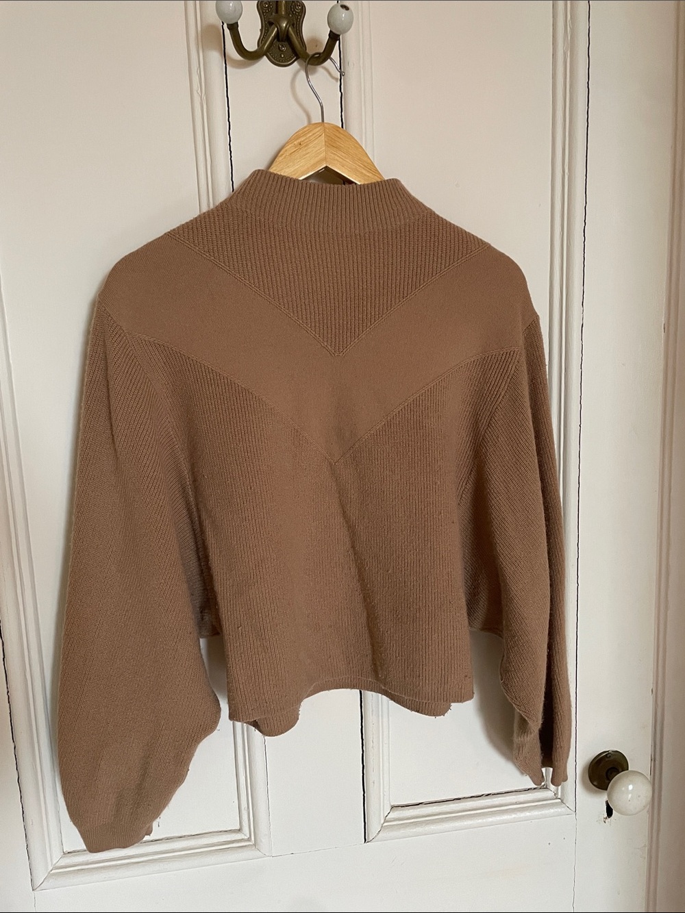 H&M Cropped Turtleneck Sweater in Brown